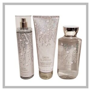 3‎ Bath and Body Works SATIN SLIPPERS Mist, Gel, & Hydrating Cream DISCONTINUED